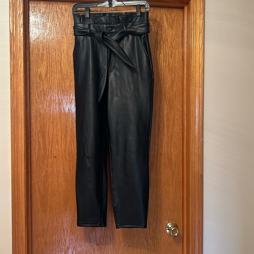 Faux leather pants.